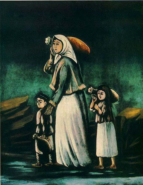 Niko Pirosmanashvili A Peasant Woman with Children Going to Fetch Water oil painting image